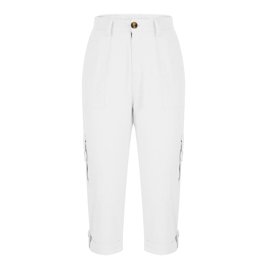Women's High Waist Capri Pants with Pockets — Casual Cropped Trousers