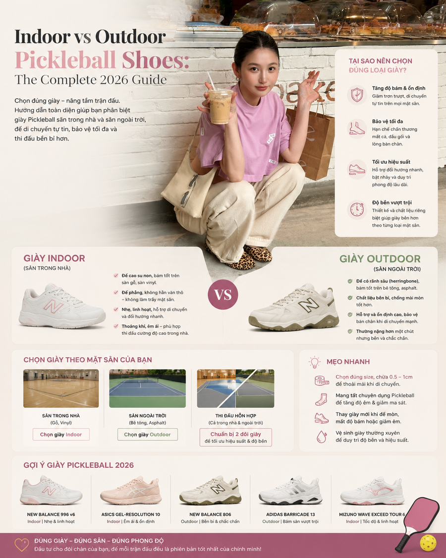 Indoor vs Outdoor Pickleball Shoes: The Complete 2026 Guide