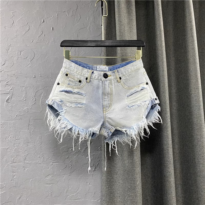 Spicy Girl Ripped Pants Casual Fashion Wide-leg A-line Hot Shorts