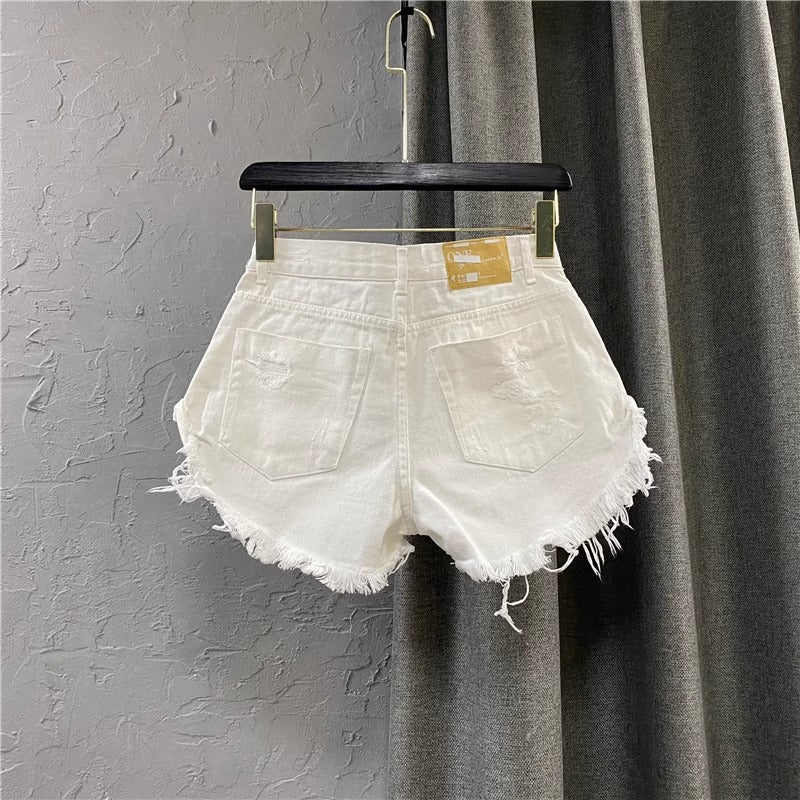 Spicy Girl Ripped Pants Casual Fashion Wide-leg A-line Hot Shorts