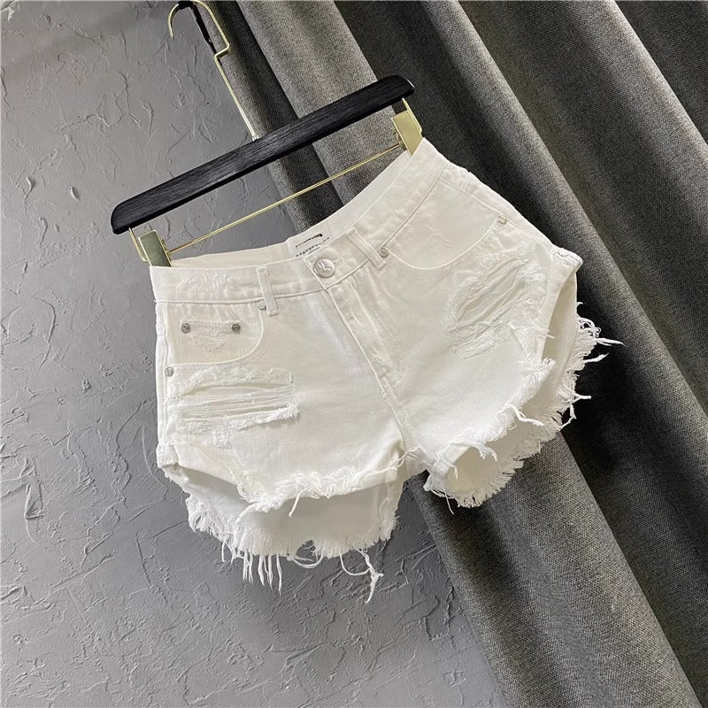 Spicy Girl Ripped Pants Casual Fashion Wide-leg A-line Hot Shorts
