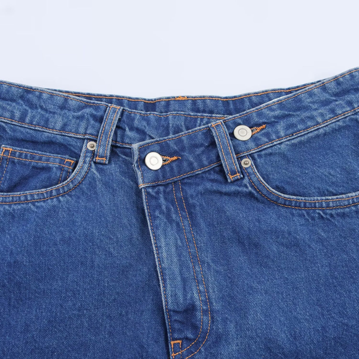 Womens Summer New Double-Breasted High-Waist Denim Shorts