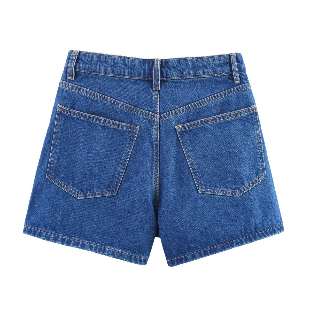Womens Summer New Double-Breasted High-Waist Denim Shorts