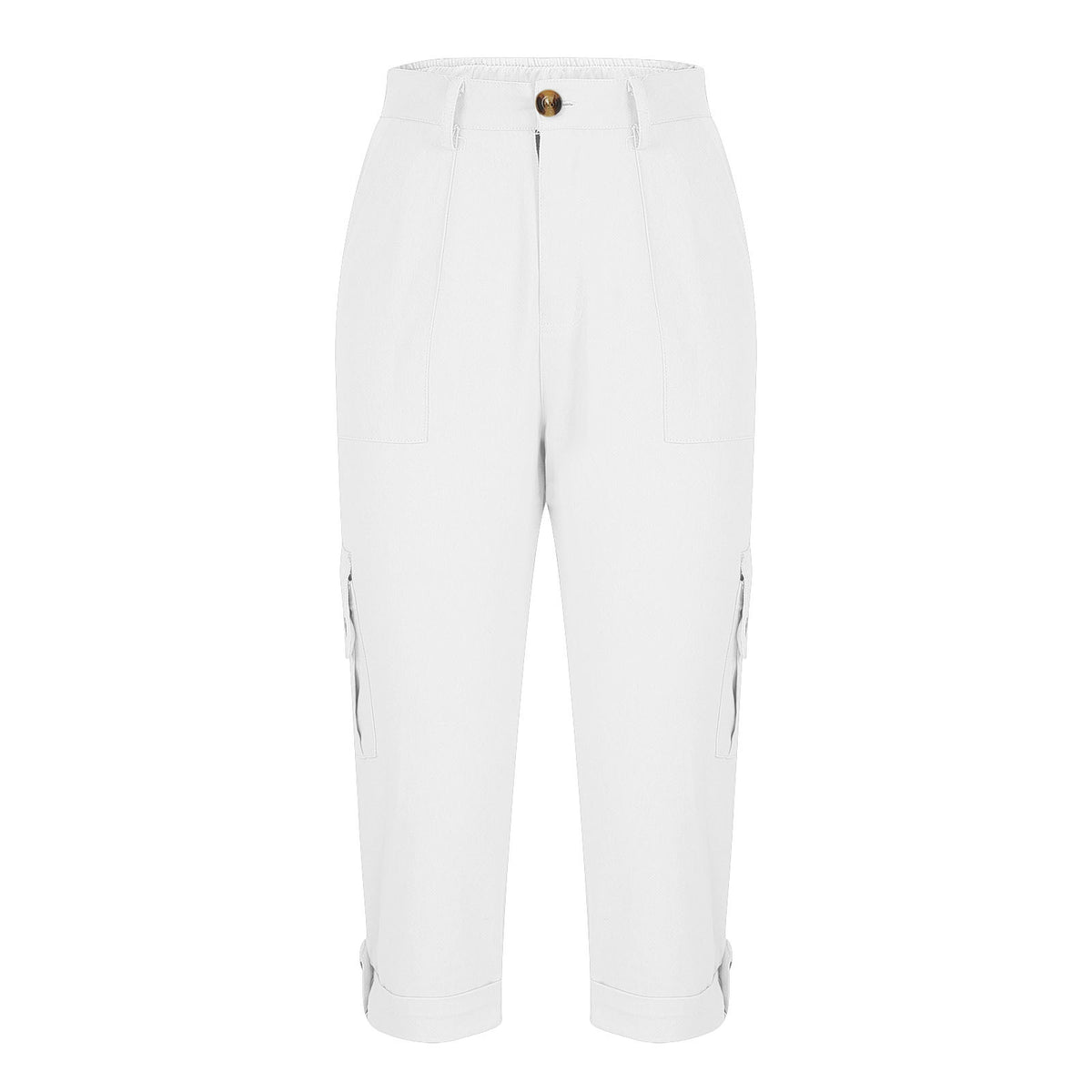 Women's High Waist Capri Pants with Pockets — Casual Cropped Trousers