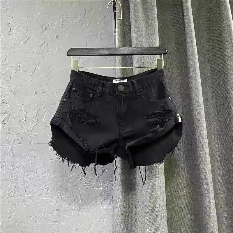 Spicy Girl Ripped Pants Casual Fashion Wide-leg A-line Hot Shorts