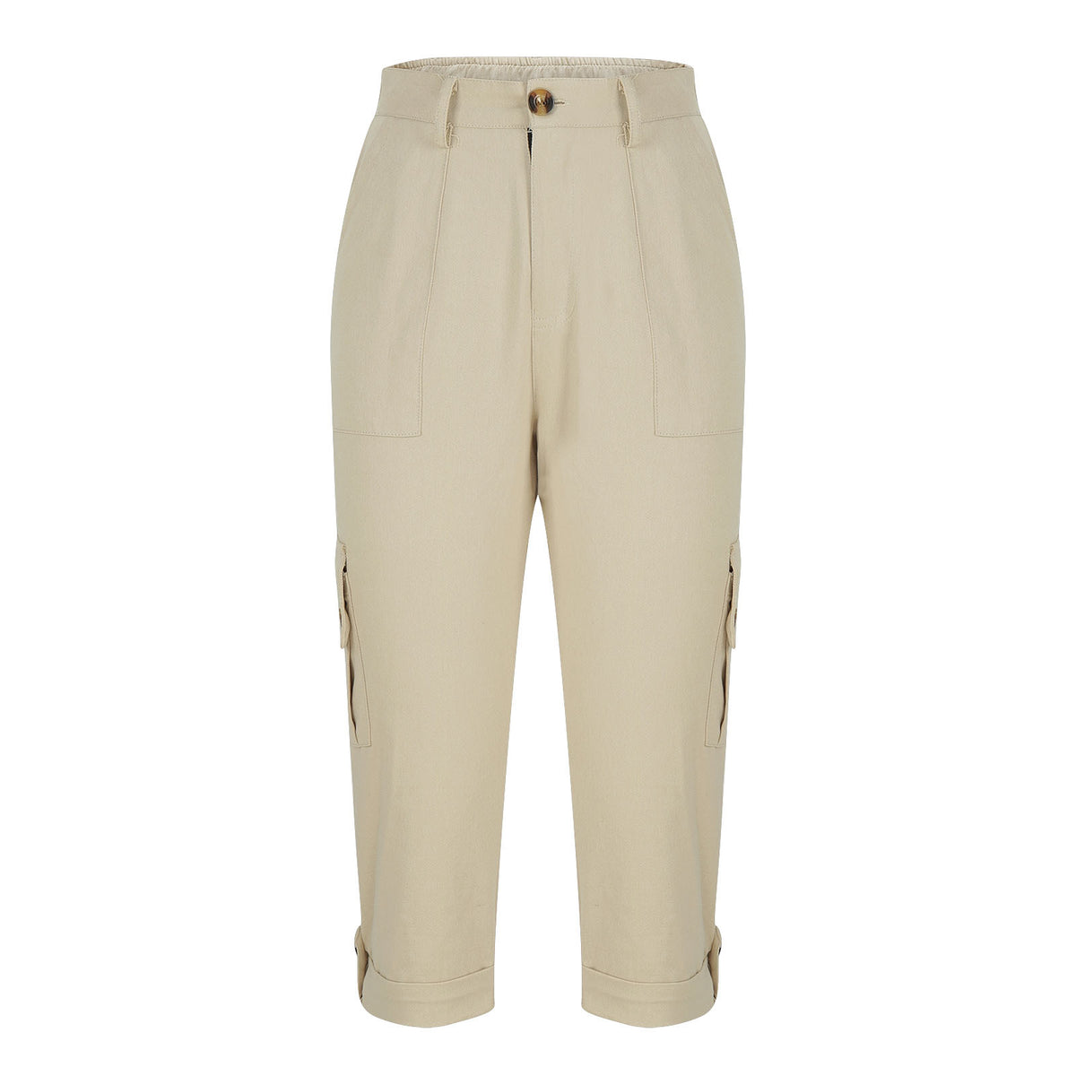 Women's High Waist Capri Pants with Pockets — Casual Cropped Trousers
