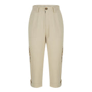 Women's high waist capri pants with pockets in Khaki