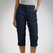 Women's high waist capri pants with pockets in Navy Blue